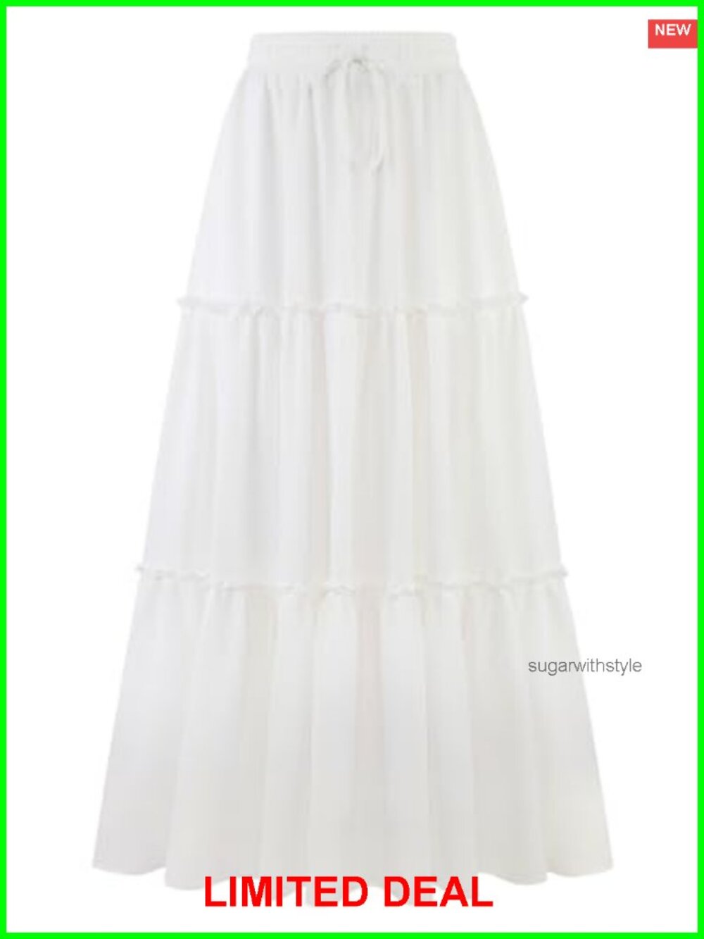 Women's Maxi Skirt High Waist Pleated Ruffle Flowy Beach Boho with Pockets